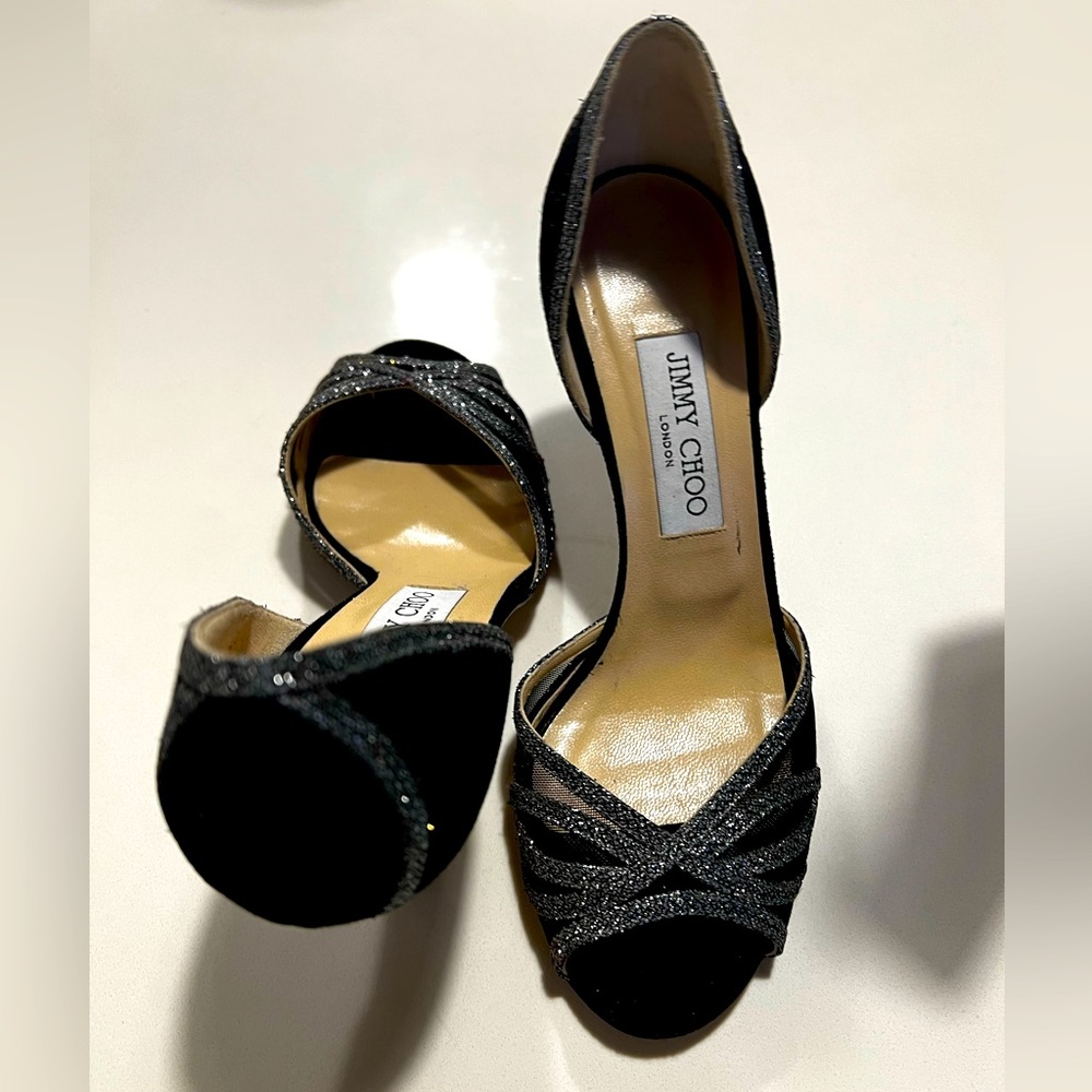 Woman black heels shoes with glitters Jimmy Choo